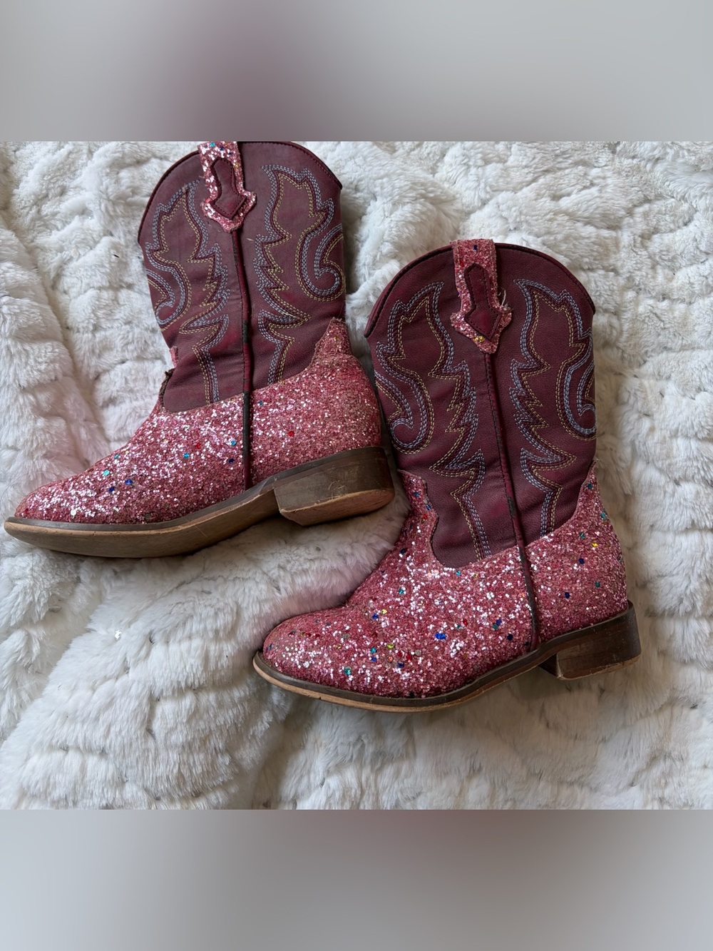 Toddler Girls Cowgirl Boots Size 10 Pink Sparkle Western Boots